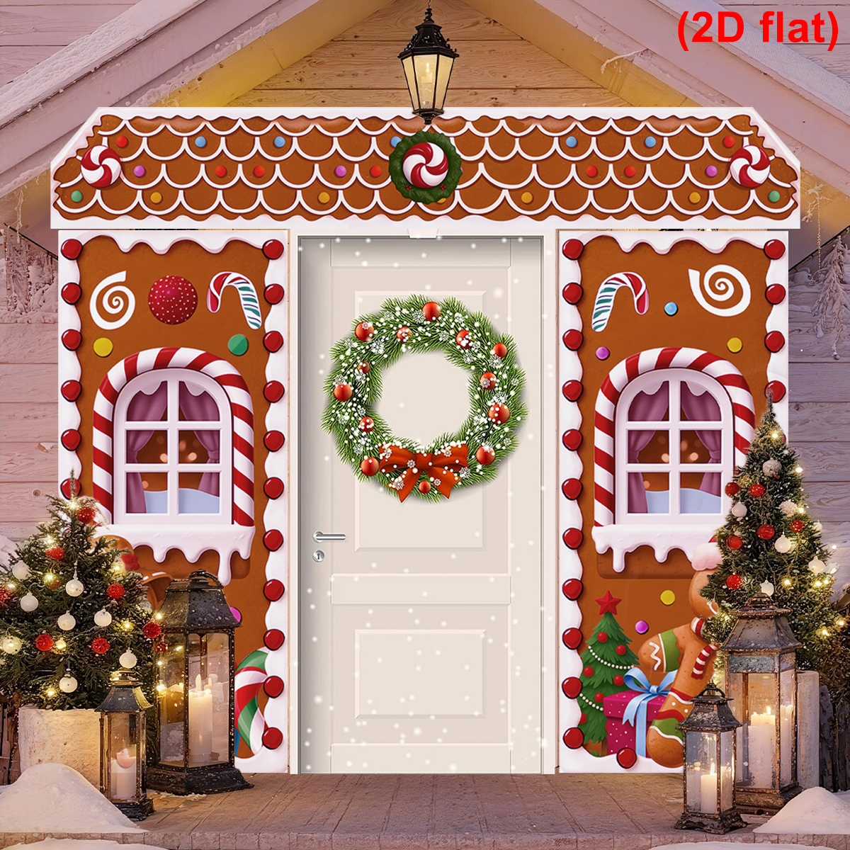 Tegooe 3-Piece Gingerbread House Christmas Door Banner Set