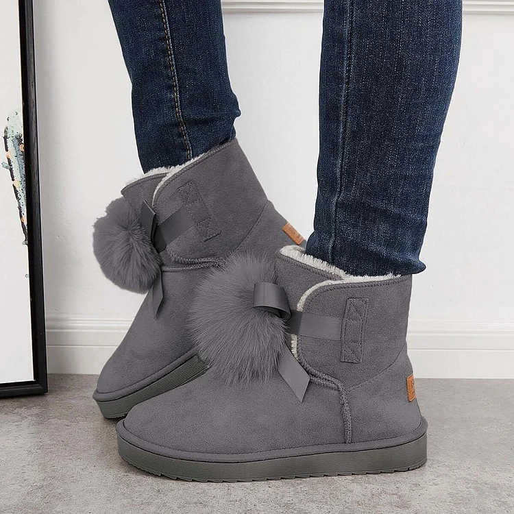 Women Warm Winter Boots Waterproof Faux Fur Boots Ankle Snow Boots Pompom Winter Booties shopify Stunahome.com
