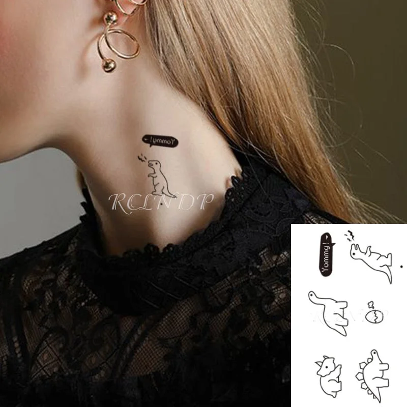 Water Transfer Tattoo cute cartoon dinosaur egg cat bird tattoo Waterproof Temporary fake for man woman kid 10.5*6cm