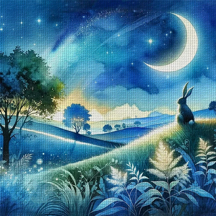 Rabbit In The Moonlight 11CT Stamped Cross Stitch 45*45CM