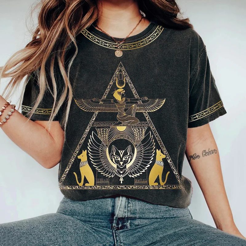 Ancient Egyptian Divine Gods Totem Vintage Washed T Shirt