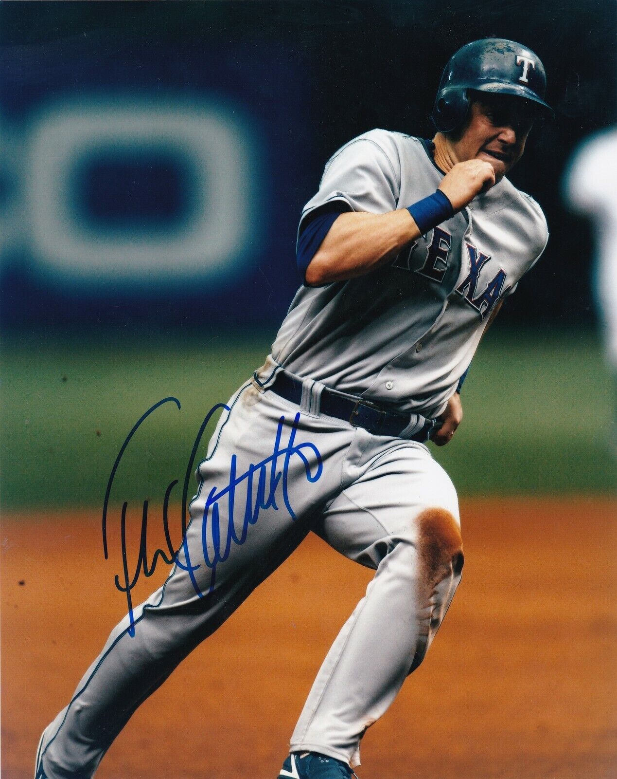 FRANK CATALANOTTO TEXAS RANGERS ACTION SIGNED 8x10