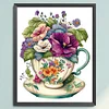 (Stamped/Counted) Flowers In Tea Cup - 18CT Cross Stitch 20*25cm/7.87*9.84in