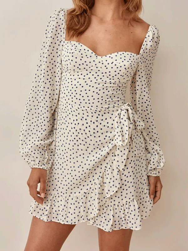 Long sleeve polka dot dress