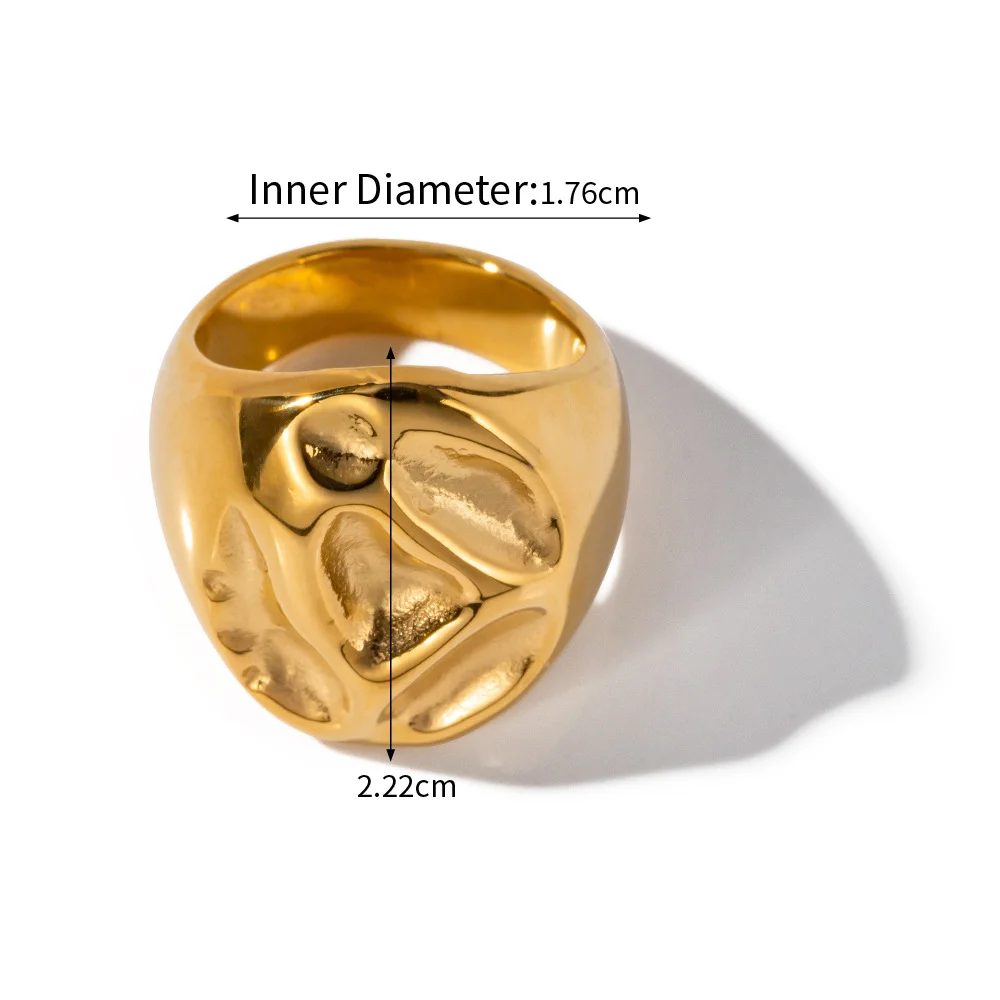 Titanium Steel 18K Gold-plated Stainless Steel Lava Concave Ring