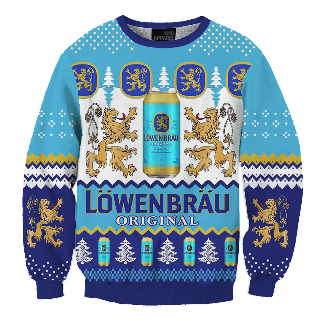 Unisex Löwenbräu 3D Ugly Christmas Sweater、、URBENIE