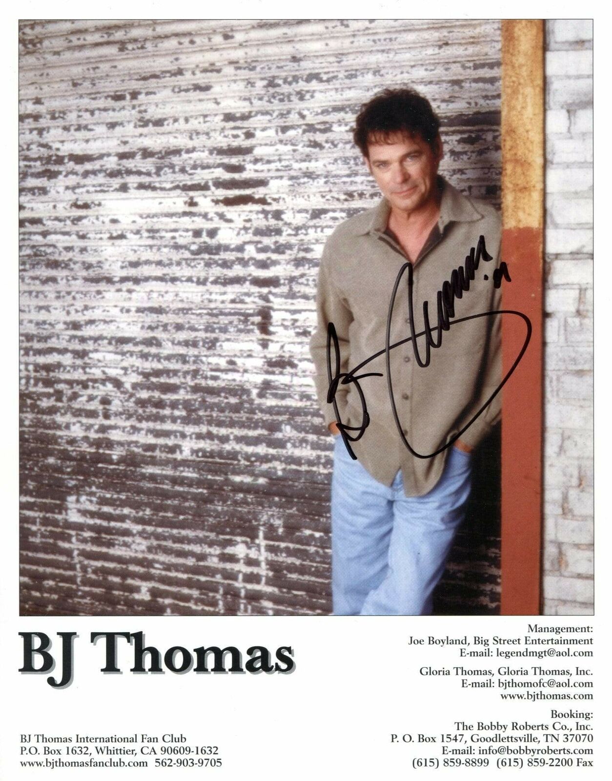 MUSICIAN Billy Joe Thomas autograph, In-Person signed promo Photo Poster painting