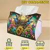 (24cm)Diamond Art Tissue Box Cover DIY PU Desktop(Flowers and Butterflies)