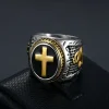 1pc 316L Stainless Steel Prayer Hand Cross Ring For Men, Party Jewelry