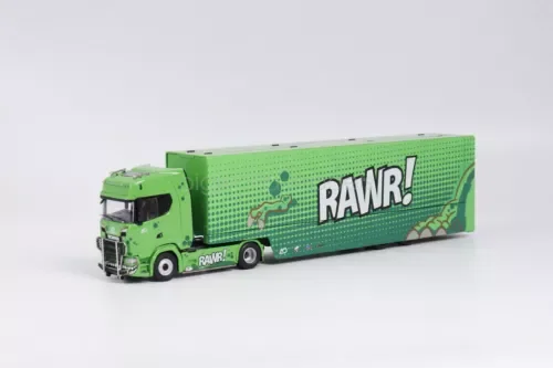 Dronehint KengFai 1/64 Scania V8 730S 4X2 Truck with Trailer RAWR Green Diecast Car Model Parts