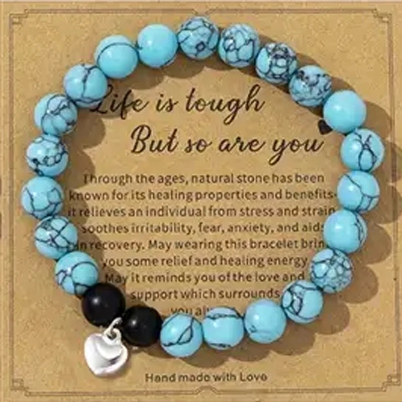 2 Pieces Retro Geometric Natural Stone Handmade Bracelets