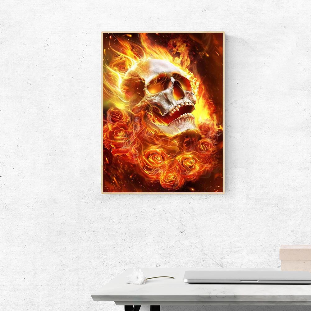 

(Multi-Size) Fire Skull - Round/Square Drill Diamond Painting - 30*40CM, Round diamond 30*40cm, 501 Original