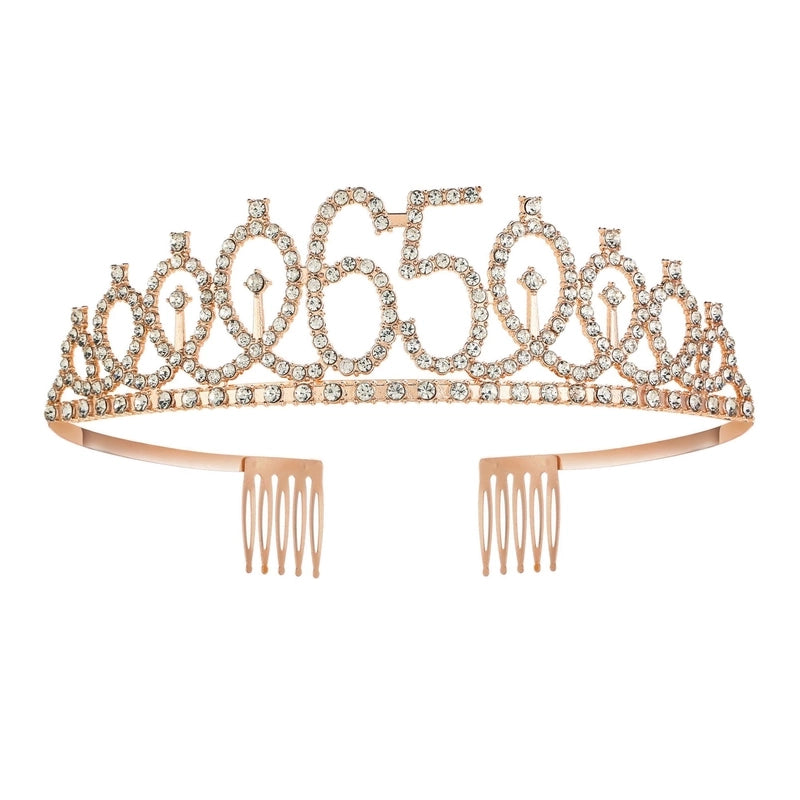 Women’s IG Style Shiny Number Crown Alloy Hollow Out Inlay Rhinestones Crown