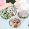 [Upgrade]4Pcs Acrylic Special Shape Girl DIY Waterproof Diamond Painting Coaster