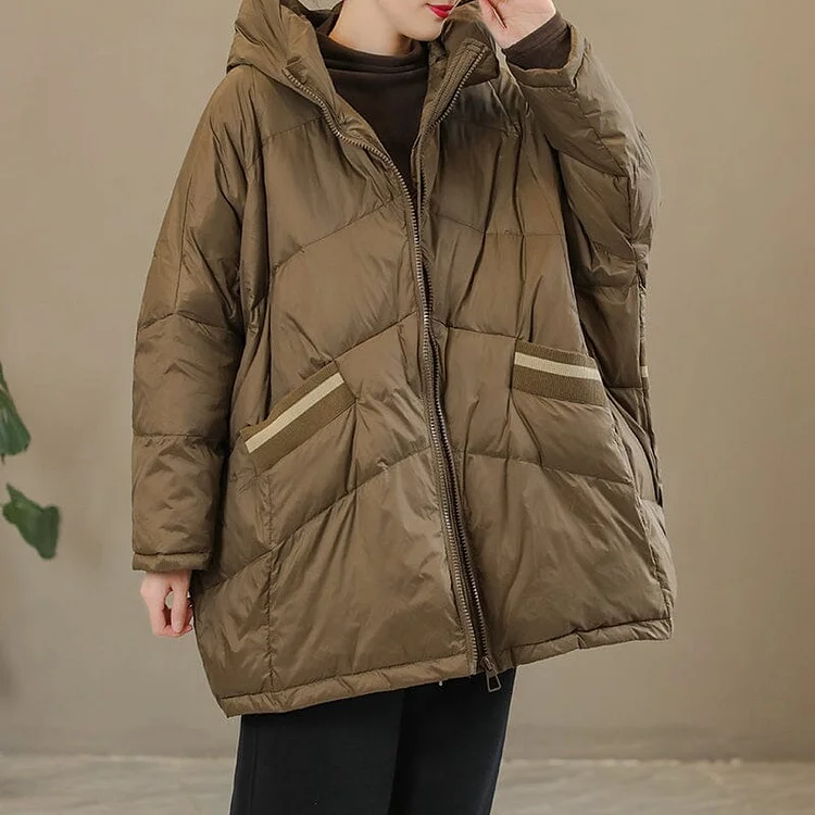 Women Casual Winter Loose Hooded Down Coat Plus Size
