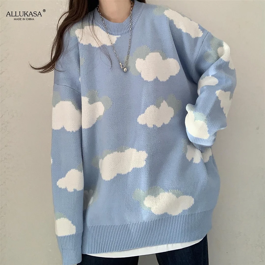 Sweaters Women Pullover Harajuku Lovely Chic Preppy Simple Soft Loose Autumn Spring Knitwear Casual Fashion Korean Girls Teens