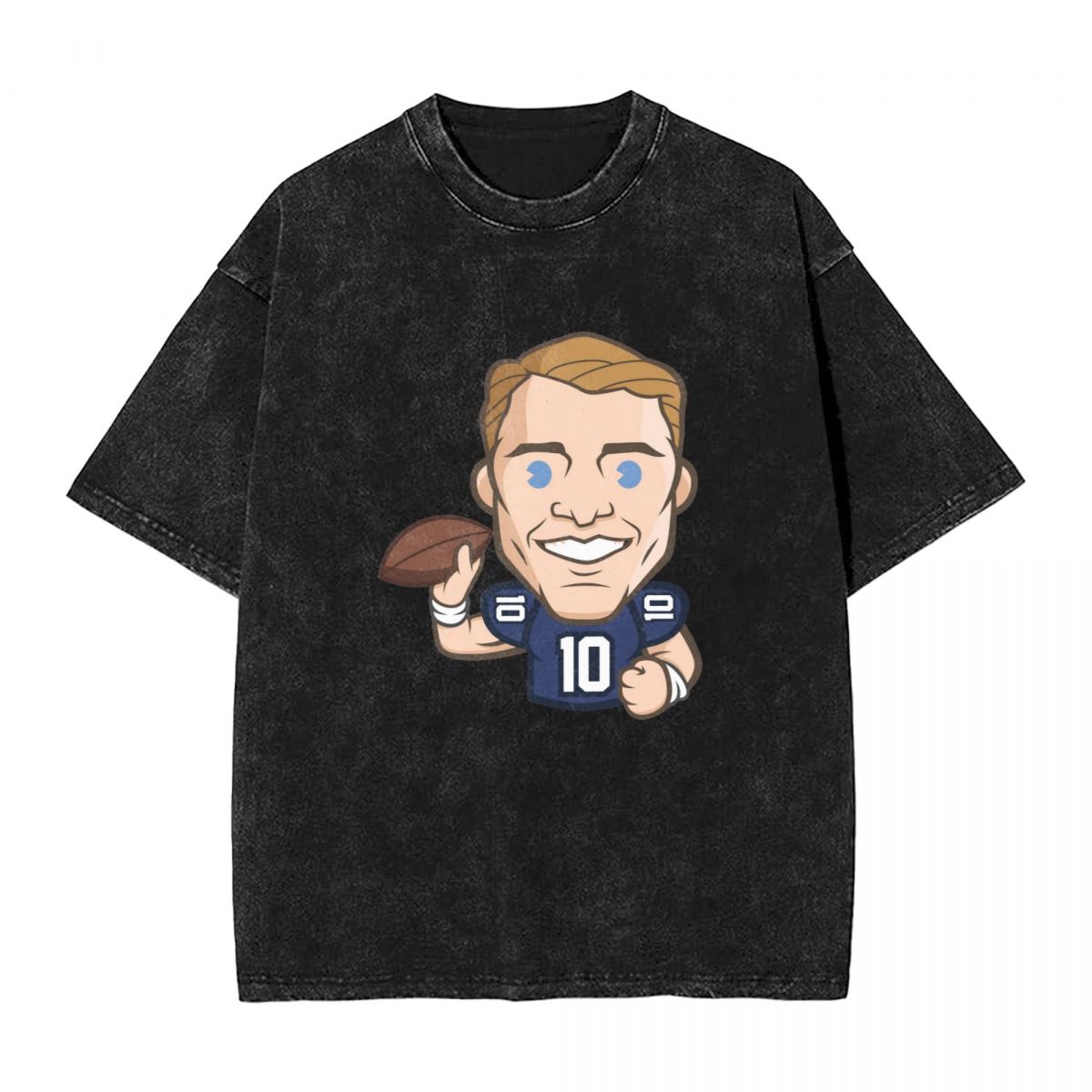 New England Patriots Mac Jones Emoji Printed Vintage Men's Oversized T-Shirt