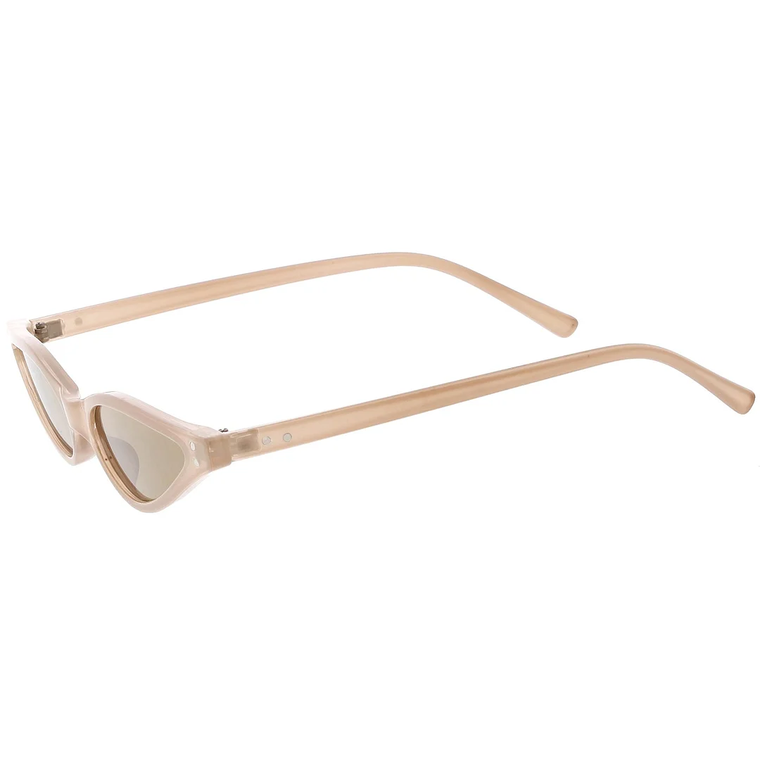 Extreme Thin Cat Eye glasses Neutral Colored Flat Lens 53mm