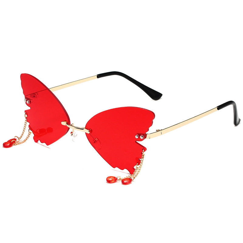 IG Style Hip-Hop Solid Color Pc Butterfly Frame Frameless Women’s Sunglasses