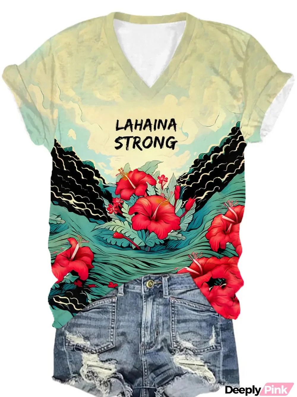 Women's Lahaina Strong Hibicus Casual T-Shirt