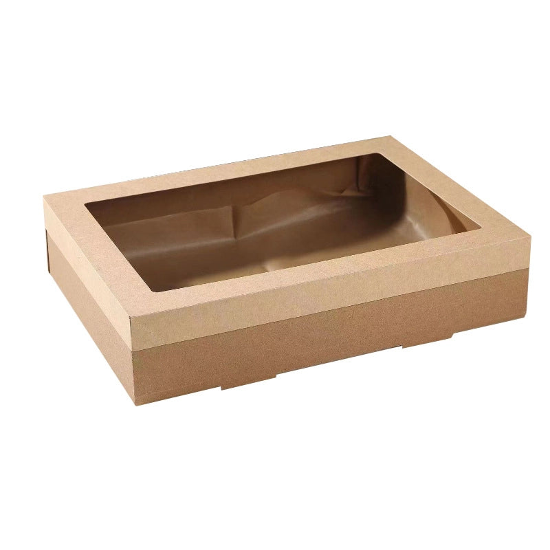 Internet Celebrity Kraft Paper Picnic Box Disposable Lunch Box Outdoor Camping Fruit Bento Sushi Packing Box4