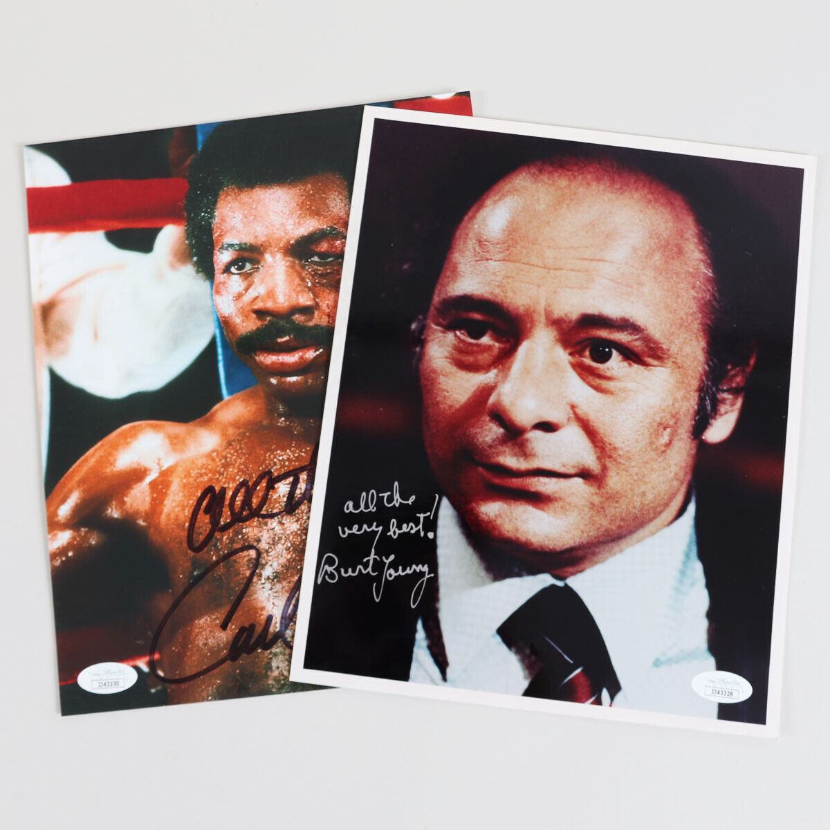Carl Weathers & Burt Young Signed Photo Poster painting 8x10 Rocky - COA JSA