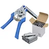 Type M Hog Nail Ring Pliers Kit with 600pcs M Clips, Hand Tools Clamp Wire Cage Fasten Plier for Fence Fastening, Upholstery Installation, Animal Cages