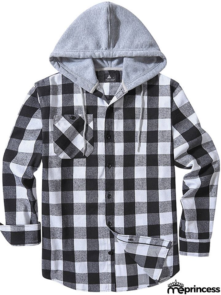 Spring Autumn Men's Trendy Plaid Hoodies