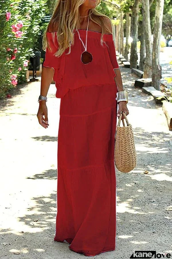 Carlena Off Shoulder Holiday Maxi Dress