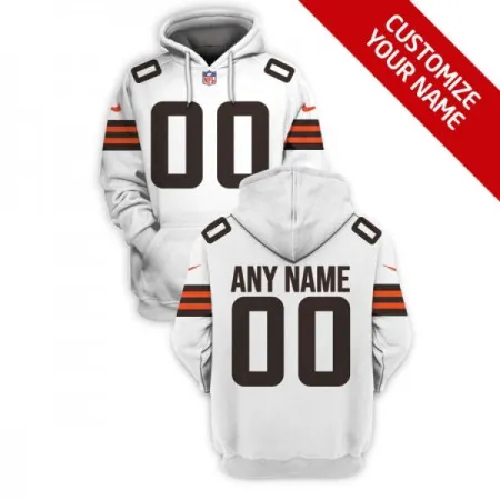 Men's Cleveland Browns Active Player Custom 2021 White Pullover Hoodie NY60