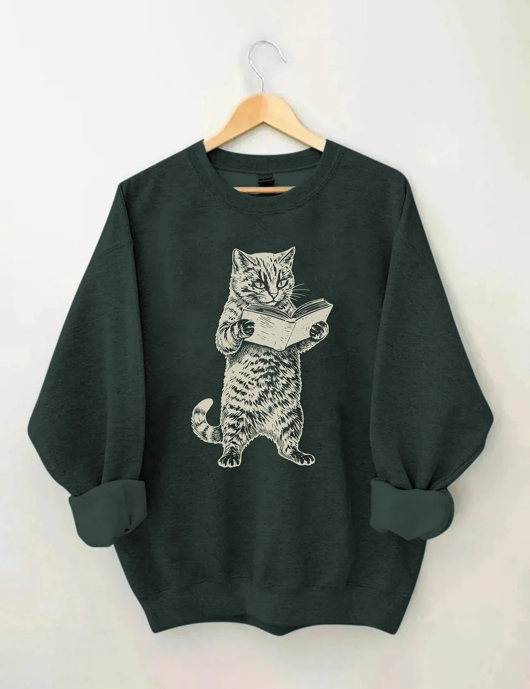 Cat Reading Book Lover Sweatshirt