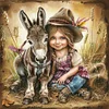 Diamond Painting-DIY Full Round Drill Girl Animal