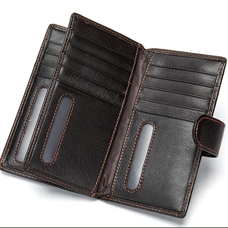 Men's Vintage Style Business Large Capacity Leather Buckle Retro Wallet