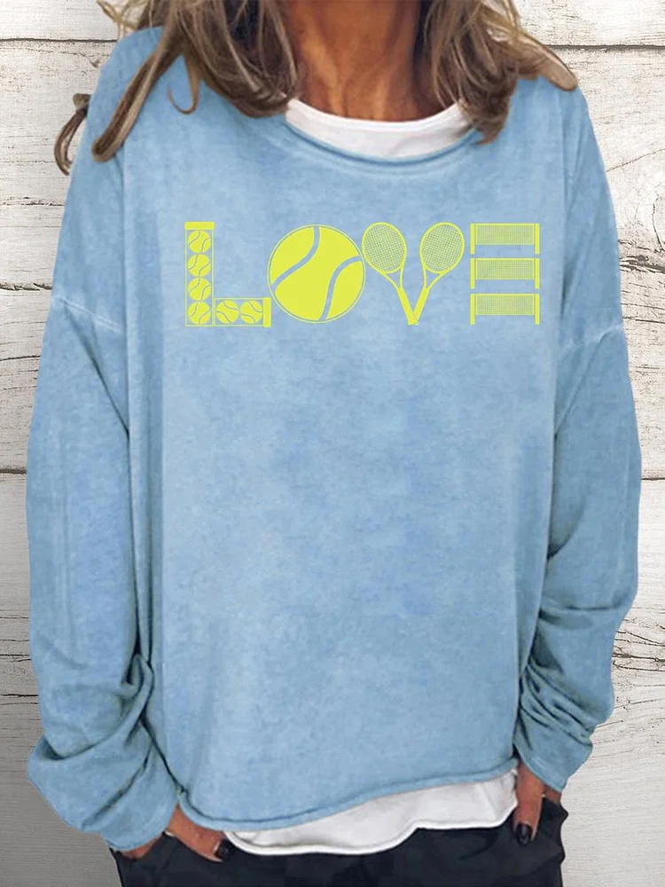 Love tennis Women Loose Sweatshirt-Annaletters