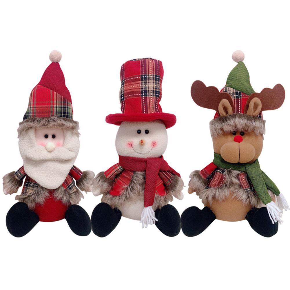 

Santa Claus/Snowman/Elk Christmas Sitting Doll Xmas Tree Hanging Ornaments, Light brown, 501 Original