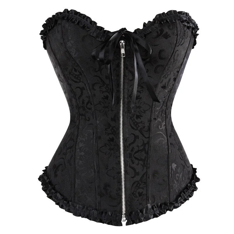 women corset lingerie sexy gothic zipper front corsets and bustiers top bridal wedding plus size black red white korsett vintage