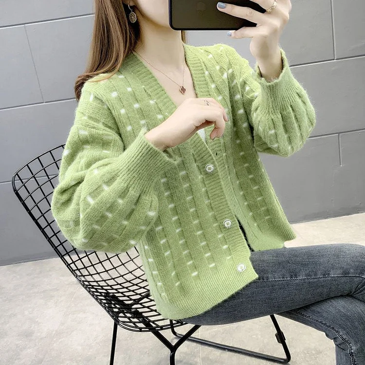 Knitted Casual Long Sleeve Cotton-Blend Outerwear QueenFunky