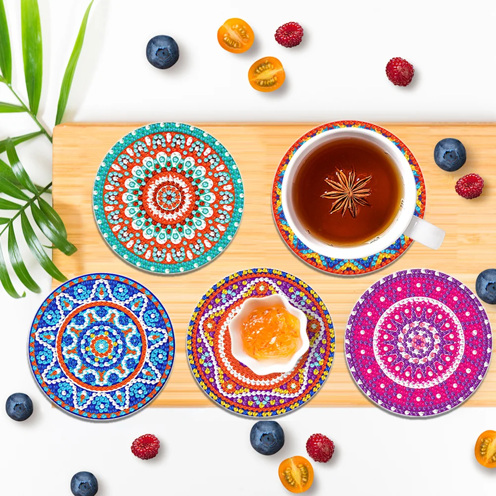 DIY Acrylic Diamond Coaster Set Cartoon Style (6 Piece Set 1 Rack)