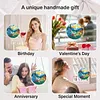 (18.5cm)DIY Acrylic Jigsaw Puzzle Window Hanging with Hanging Chain DIY Stained Glass Decoration Round Window Puzzle Decor for DIY Craft Project (Sunrise Landscape)