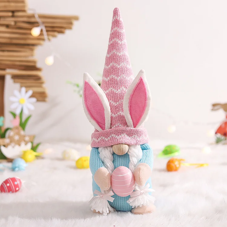 🐰2023 Easter Decoration Forester Rabbit Holding Eggshell Doll Ornament