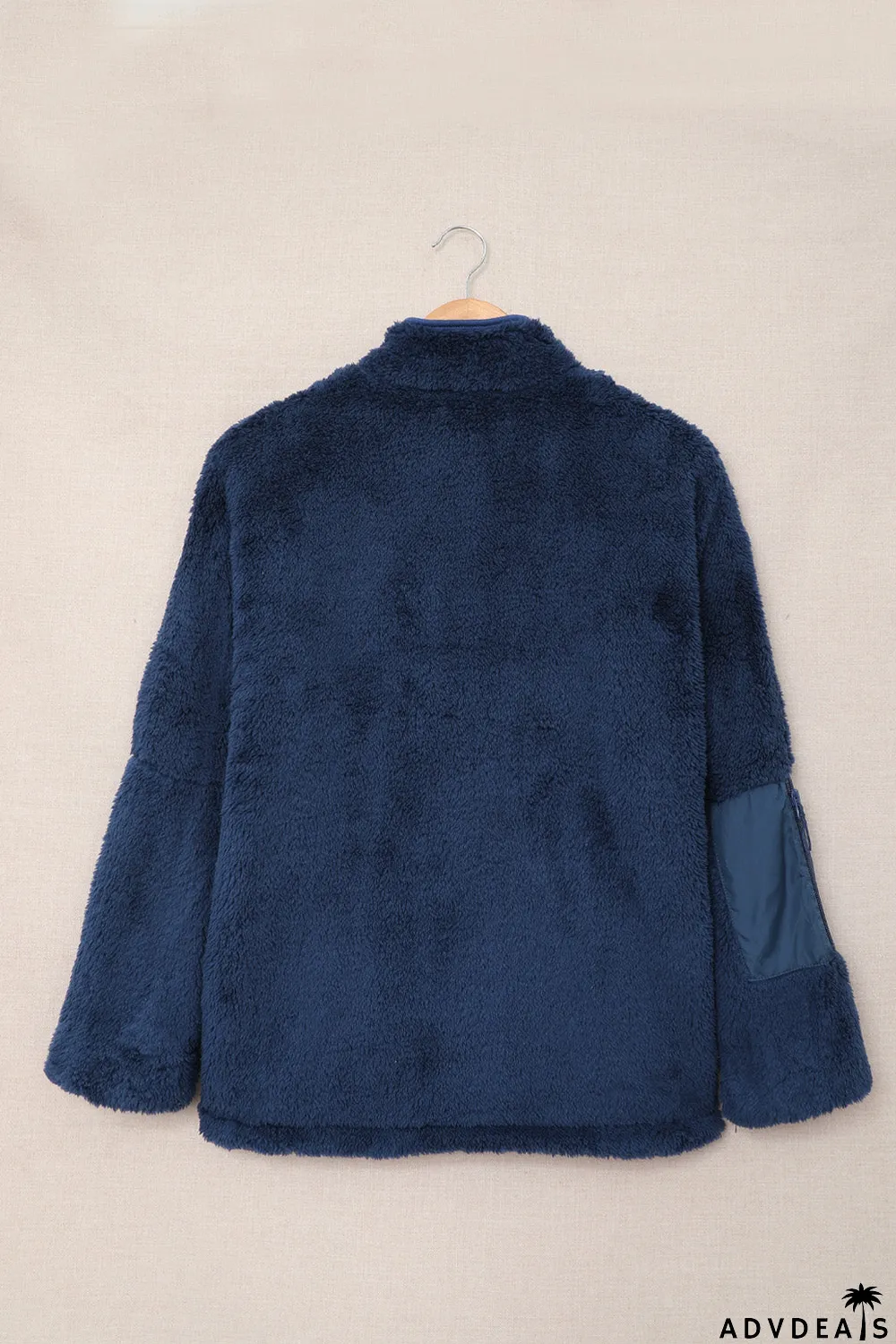 Zip Up Sherpa Coat With Pocket