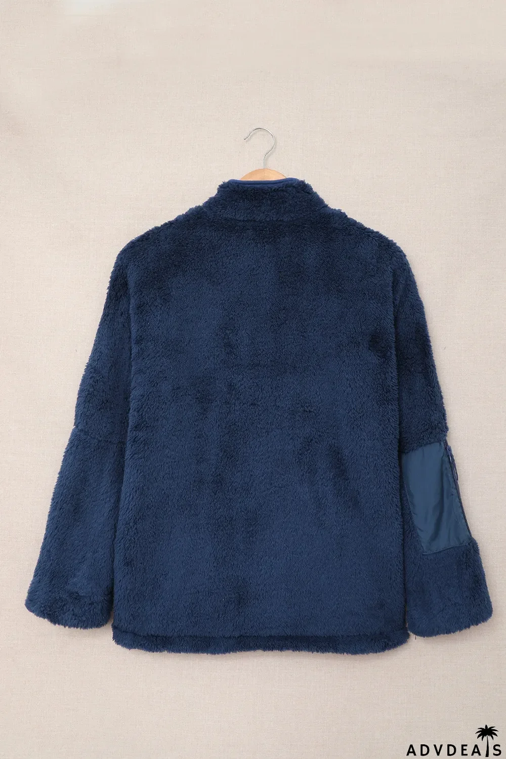 Zip Up Sherpa Coat With Pocket