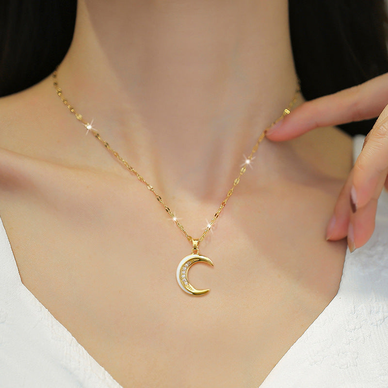 Moon Geometric Stainless Steel Stainless Steel Necklaces