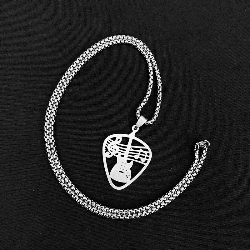 Jewelry Casual Minimalist Guitar Notes Titanium Steel Hollow Out Stainless Steel Necklaces
