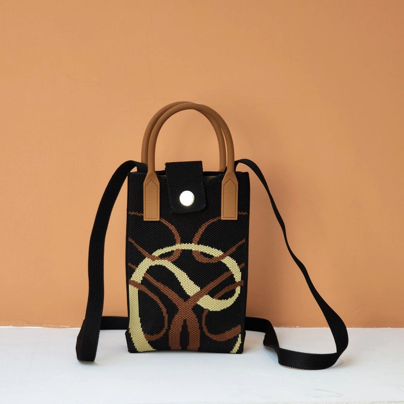 Women’s Polyester Cartoon Cute Square Hidden Buckle Shoulder Bag Handbag Crossbody Bag