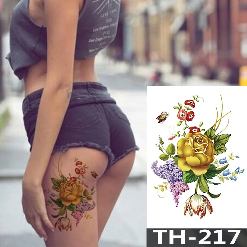 Waterproof Temporary Tattoo Sticker Animal Leopard Flash Tattoos Wolf Rose Flower Body Art Arm Fake Tatoo Women Men