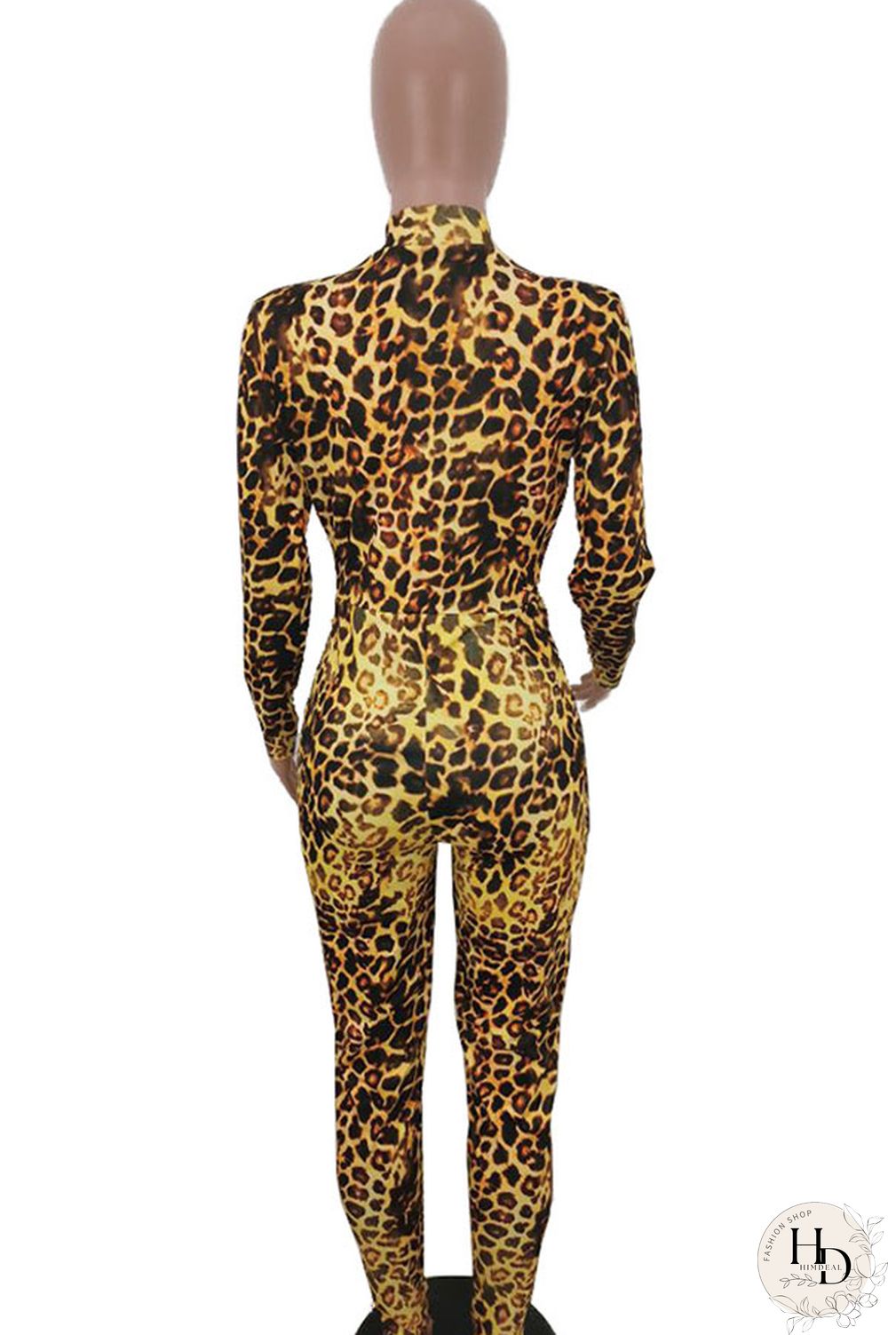 Blue Sexy Print Polyester Long Sleeve O Neck Jumpsuits