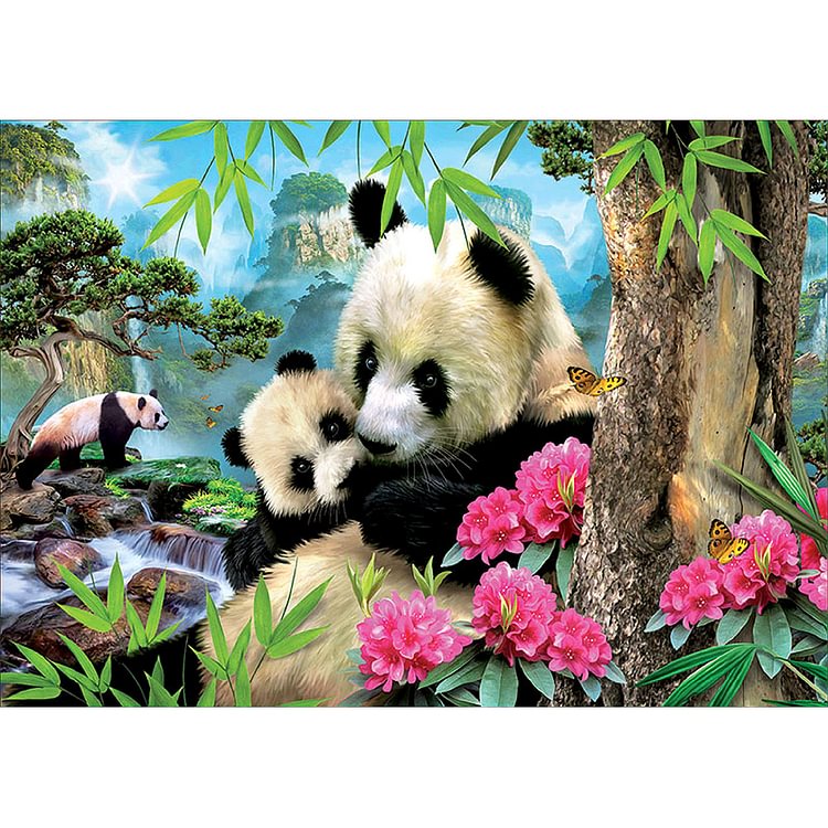 Panda  Full Round Diamond Painting 40*30CM