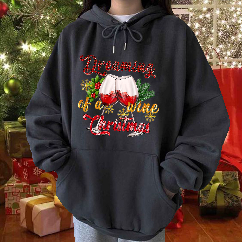 Christmas wine glass hoodie