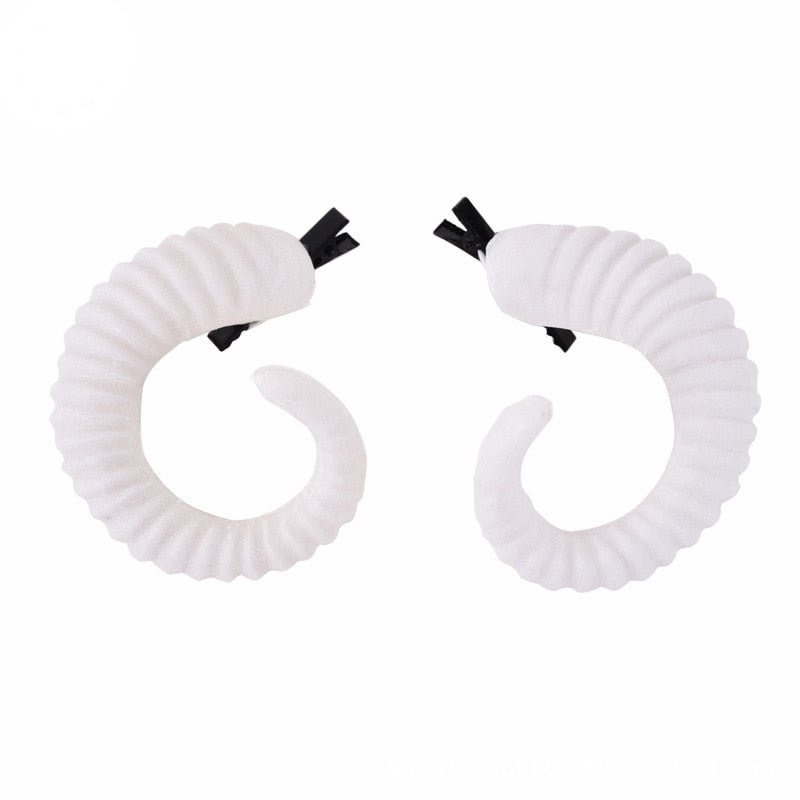 Gothic Cosplay Hair Clips With Red Rose Dark Queen Shofar Head Accessories Anime Roleplay Punk Style Hair Clamp For Man Women